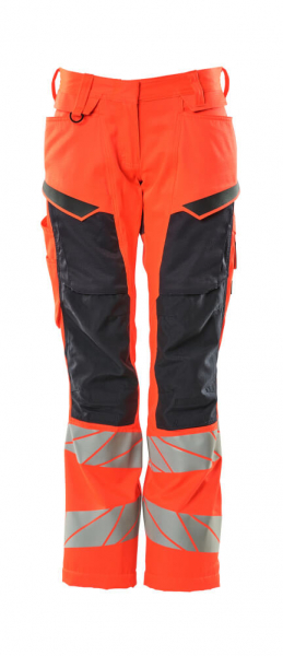 MASCOT-Damen-Warnschutz-Bundhose mit Knietaschen, DIAMOND, 76 cm, warnrot/schwarzblau