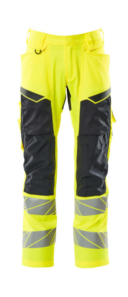 MASCOT-Warnschutz-Bundhose mit Knietaschen, Accel. Safe, 82 cm, warngelb/schwarzblau