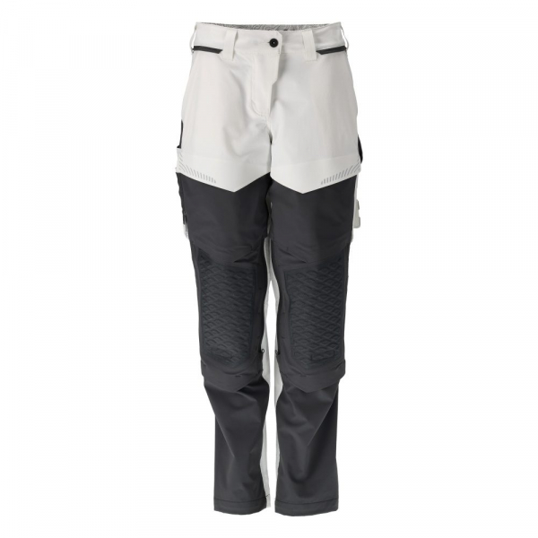 MASCOT- Damen- Hose mit Knietaschen, Diamnond, Ultimate Stretch, CUSTOMIZED, 180 g/m, weiss/ anthrazitgrau