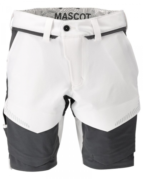 MASCOT- Shorts, Ultimate Stretch, CUSTOMIZED, 180 g/m, weiss/ anthrazitgrau