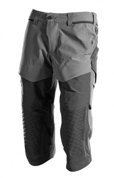 MASCOT- Dreiviertel- Hose mit Knietaschen, Ultimate Stretch, CUSTOMIZED, 180 g/m, anthrazitgrau/ schwarz