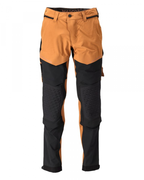 MASCOT- Hose mit Knietaschen, Ultimate Stretch, CUSTOMIZED, 180 g/m, nussbraun/ schwarz