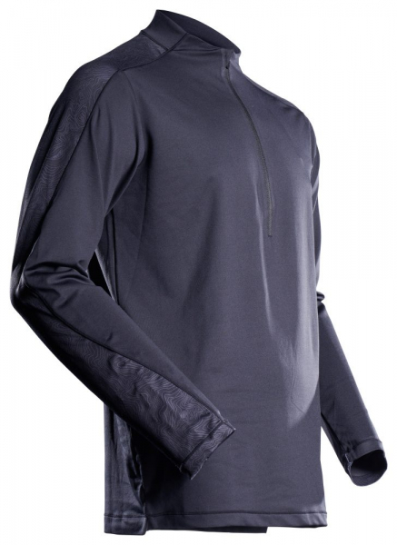 MASCOT- Langarmshirt mit kurzem Reiverschluss, CUSTOMIZED, 210 g/m, schwarzblau