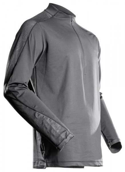 MASCOT- Langarmshirt mit kurzem Reiverschluss, CUSTOMIZED, 210 g/m, anthrazitgrau