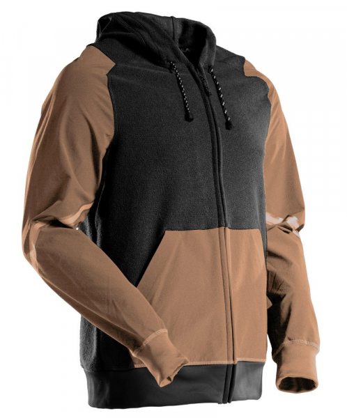 MASCOT- Kapuzensweatshirt mit Reiverschluss, CUSTOMIZED, 480 g/m, nussbraun/ schwarz