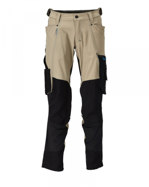 MASCOT- Hose mit Knietaschen, Ultimate Stretch, ADVANCED, 235 g/m, hellkhaki/ schwarz