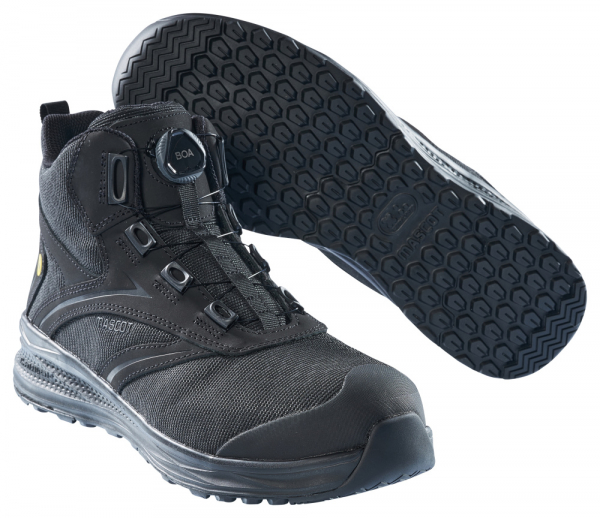 MASCOT-Sicherheitshochschuhe, S1P, BOA® Fit System, FOOTWEAR CARBON, schwarz