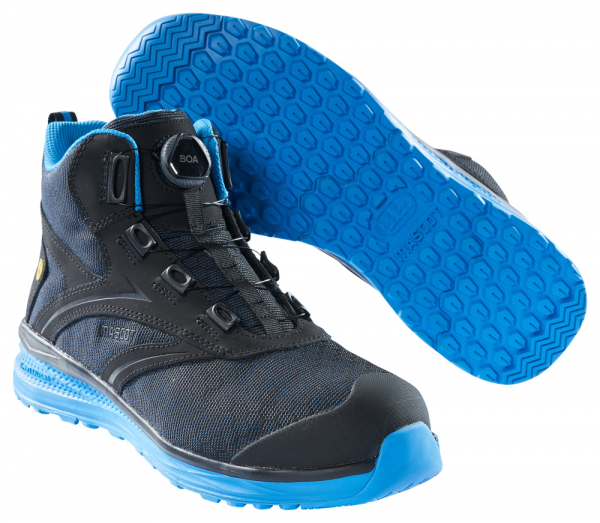 MASCOT-Sicherheitshochschuhe, S1P, BOA® Fit System, FOOTWEAR CARBON, schwarz/kornblau