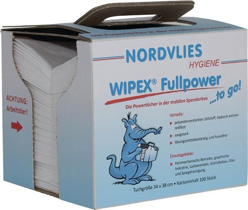 WIPEX-FULLPOWER, Wischtuch TO GO, wei, Z-Falt., ca. 57 g, Karton  8 Boxen  100 Tcher, lsungsmittelbestndig