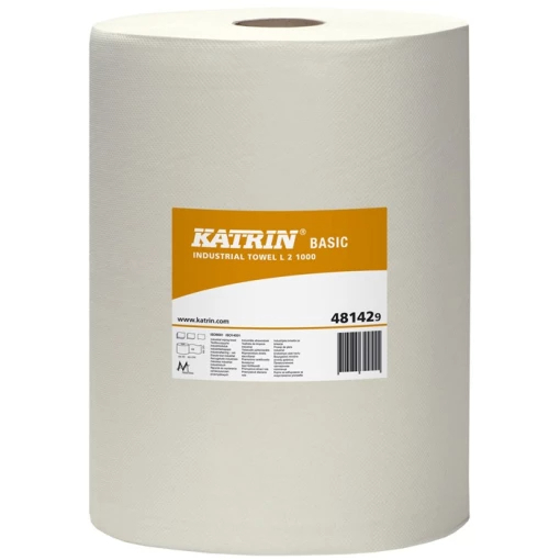 KATRIN-PUTZPAPIER-ROLLE, BASIC L2, weiss, 2-lagig, 2x18 g, mit Spiralhlse, 2 Rollen  1000 Tcher