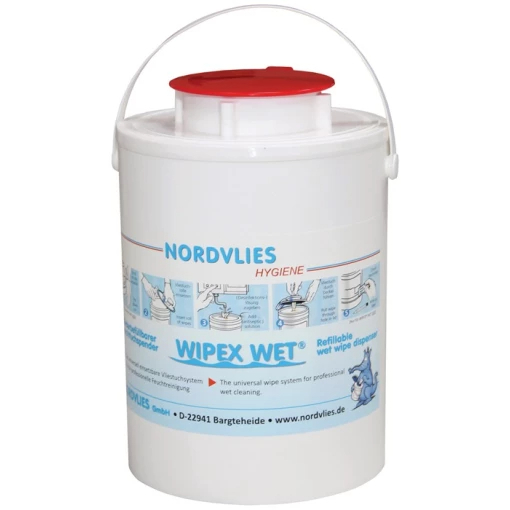 WIPEX-WET FEUTTUCHSPENDER, wei, Kunstoff, wiederverwendbar, Entnahmeffnung rot