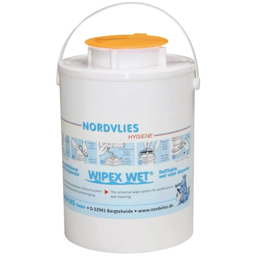 WIPEX-WET FEUTTUCHSPENDER, wei, Kunstoff, wiederverwendbar, Entnahmeffnung gelb