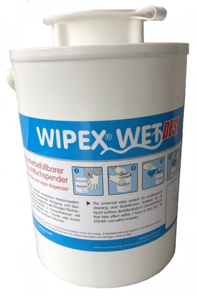 WIPEX-WET DESI FEUTTUCHSPENDER, weiß, Kunstoff, wiederverwendbar, Entnahmeöffnung weiß