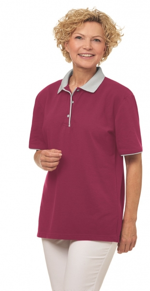 LEIBER-Unisex-Poloshirt, Arbeits-Berufs-Polo-Shirt, ca. 220g/m, beere/silbergrau