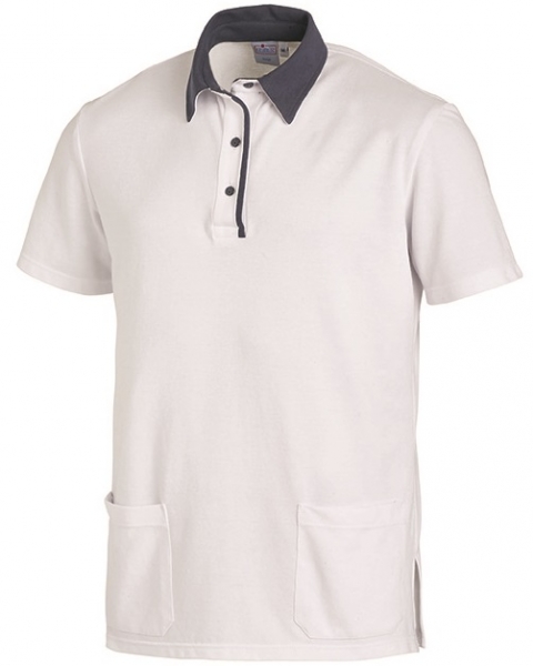 LEIBER-Unisex-Poloshirt, Arbeits-Berufs-Polo-Shirt, ca. 220g/m, wei/grau