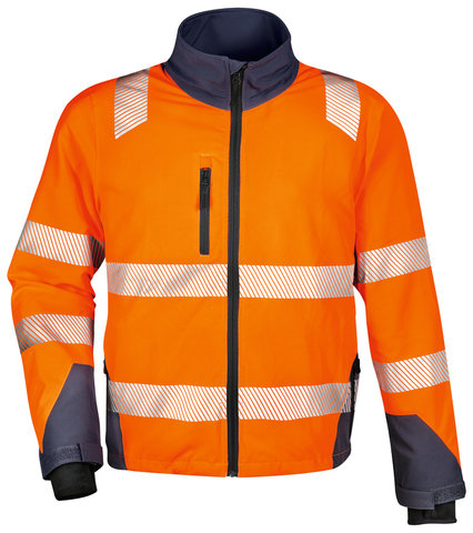 WATEX-Warn-Stretch-Jacke mit Reflexstreifen, Forest, 215 g/m leuchtorange/grau