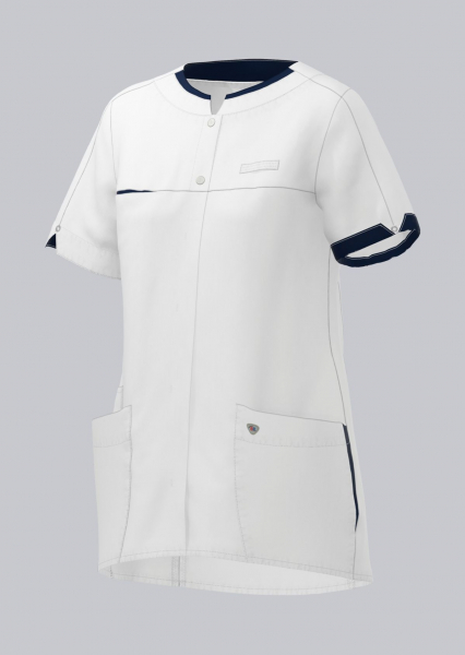 BP-Damenkasack, 1/2 Arm , 215 g/m², weiß/nachtblau