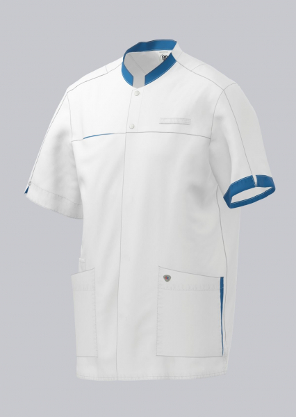 BP-Damenkasack, 1/2 Arm , 215 g/m², weiß/azurblau