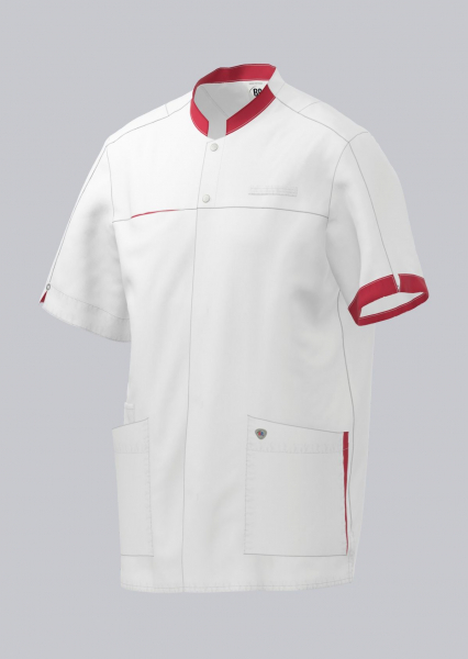 BP-Damenkasack, 1/2 Arm , 215 g/m², weiß/koralle