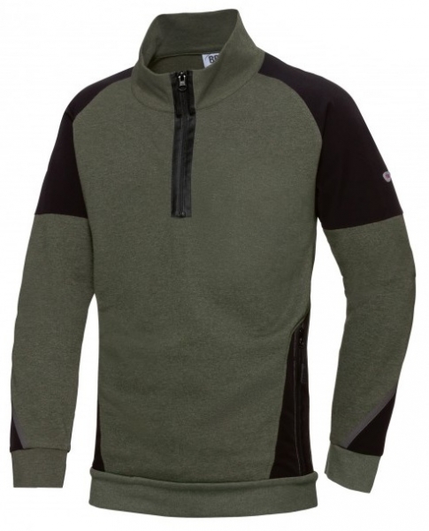 BP-Herren-Sweatshirt-Troyer, BPlus Modern Stretch, oliv/schwarz