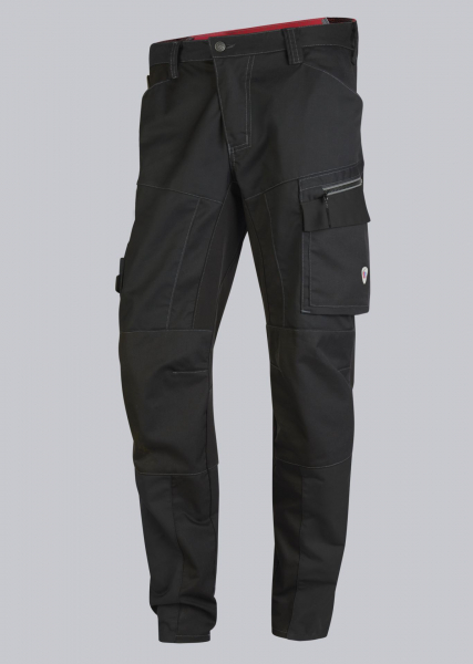 BP-HYBRID-ARBEITSHOSE, leicht, Stretcheinstze, Reflexelemente am Bein und an der Schenkeltasche, Farbe:schwarz