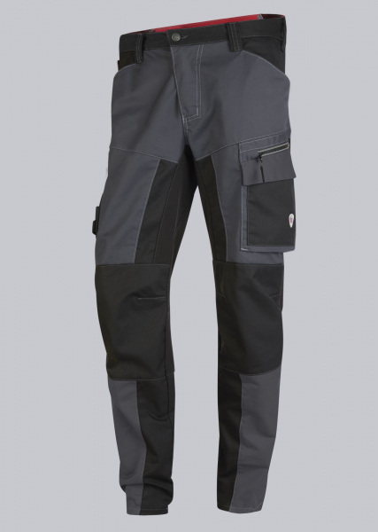 BP-HYBRID-ARBEITSHOSE, leicht, Stretcheinstze, Reflexelemente am Bein und an der Schenkeltasche, Farbe: anthrazit/schwarz