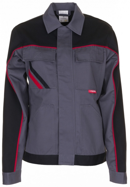 PLANAM Damen Arbeits-Berufs-Bund-Jacke, schiefer/schwarz/rot