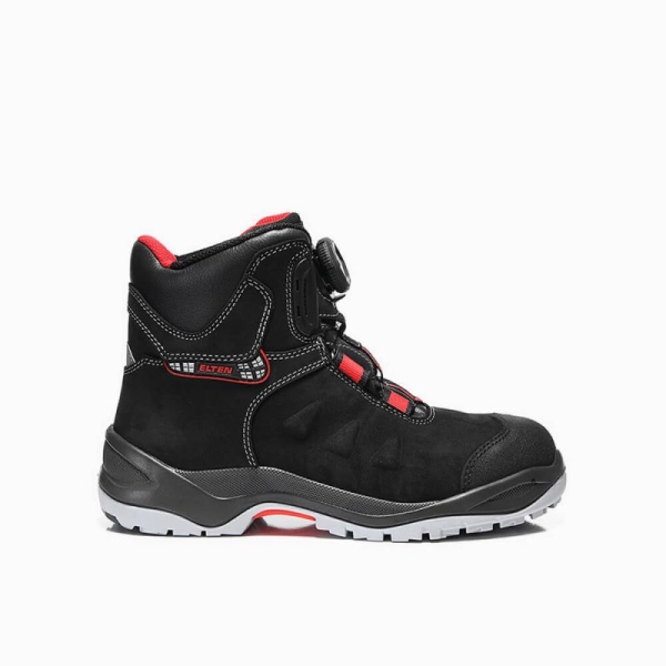 ELTEN-S3-Schn�rstiefel, Sicherheits-Arbeits-Berufs-Schuhe, Hochschuhe,, TILL BOA MID,  ESD, schwarz/rot
