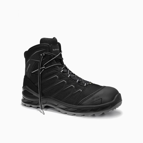 ELTEN-LOWA-S3-Sicherheitshochschuhe, LARROX Work GTX black-grey Mid, CI, schwarz/grau