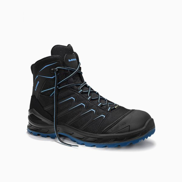 ELTEN-LOWA-S3-Sicherheitshochschuhe, LARROX Work GTX black-blue Mid, CI, schwarz/blau