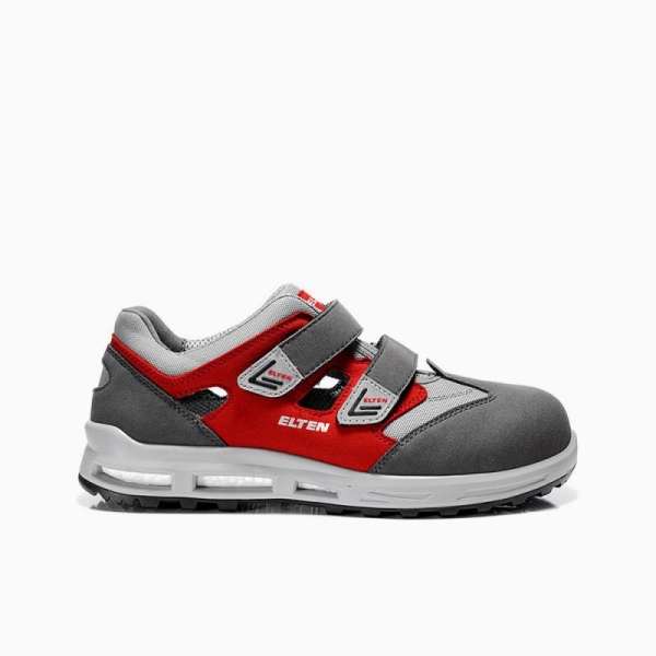ELTEN-S1-WELLMAXX-Sicherheitssandale, TRAVIS Esay, ESD, grau-rot