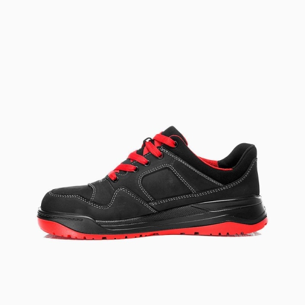 ELTEN-S3-Sicherheits-Arbeits-Berufs-Schuhe, Halbschuhe, MAVERICK BLACK-RED LOW, ESD, schwarz/rot