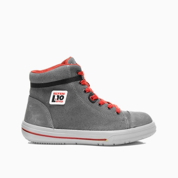 ELTEN-S3-Damen-Schn�rstiefel, Sicherheits-Arbeits-Berufs-Schuhe, Hochschuhe, VINTAGE LADY MID ESD, grau
