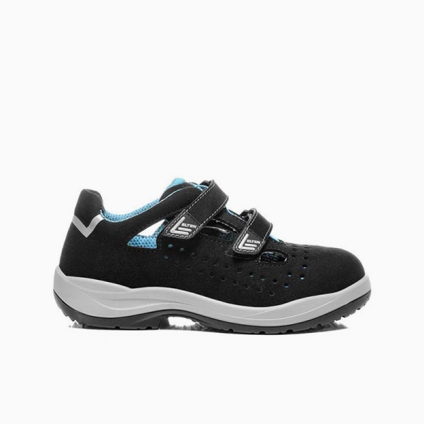 ELTEN-S1P-Damen-Sicherheits-Arbeits-Berufs-Sandalen, mit Klettverschluss, IMPULSE LADY AQUA EASY ESD, schwarz