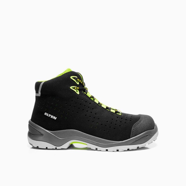 ELTEN-S1P-Schn�rstiefel, Sicherheits-Arbeits-Berufs-Schuhe, Hochschuhe, IMPULSE GREEN MID ESD, schwarz