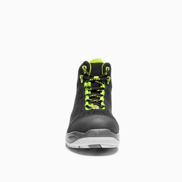 ELTEN-S1P-Schn�rstiefel, Sicherheits-Arbeits-Berufs-Schuhe, Hochschuhe, IMPULSE GREEN MID ESD, schwarz