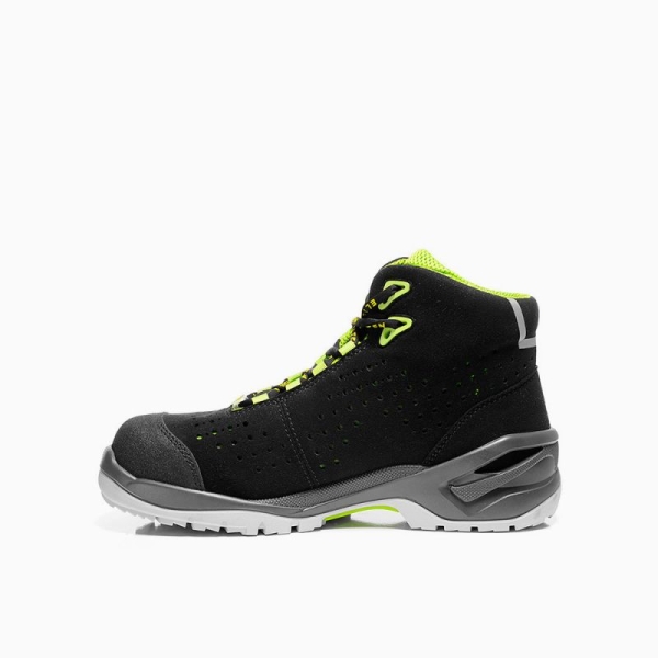 ELTEN-S1P-Schn�rstiefel, Sicherheits-Arbeits-Berufs-Schuhe, Hochschuhe, IMPULSE GREEN MID ESD, schwarz