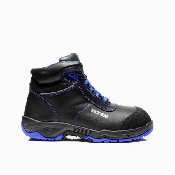 ELTEN-S3-Schn�rstiefel, Sicherheits-Arbeits-Berufs-Schuhe, Hochschuhe, REACTION blue Mid, ESD, schwarz/blau