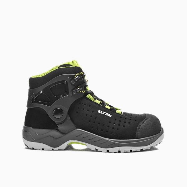 ELTEN-S1-Schn�rstiefel, Sicherheits-Arbeits-Berufs-Schuhe, Hochschuhe, TOMMASO green Mid, ESD, schwarz