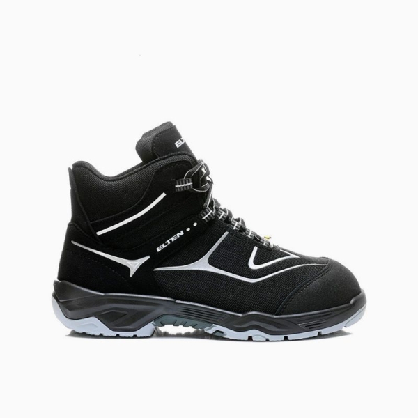 ELTEN-S3-Schn�rstiefel, Sicherheits-Arbeits-Berufs-Schuhe, Hochschuhe, HORIZON MID, ESD, schwarz/grau