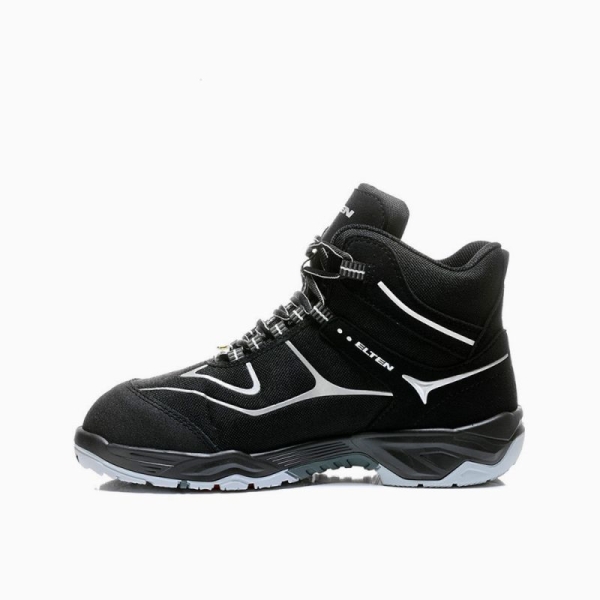 ELTEN-S3-Schn�rstiefel, Sicherheits-Arbeits-Berufs-Schuhe, Hochschuhe, HORIZON MID, ESD, schwarz/grau