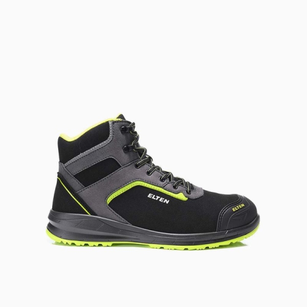 ELTEN-S3 Sicherheitshochschuhe, LOAN XXSports Pro black-lime Mid, ESD, schwarz/lime