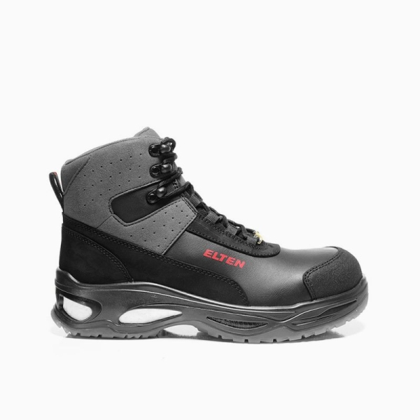ELTEN-S3-Schn�rstiefel, Sicherheits-Arbeits-Berufs-Schuhe, Hochschuhe, MILES MID ESD, schwarz/grau