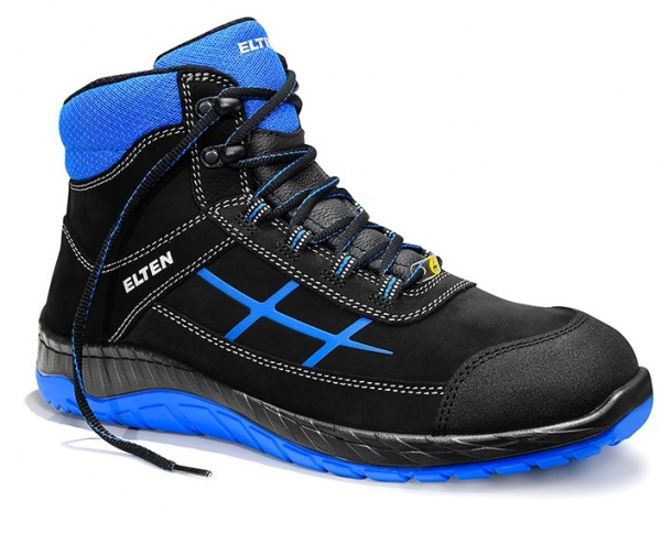 ELTEN-S3-Schnrstiefel, Sicherheits-Arbeits-Berufs-Schuhe, Hochschuhe, MALVIN blue Mid, ESD, schwarz/blau
