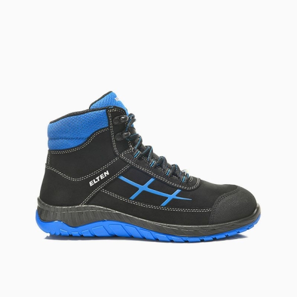 ELTEN-S3-Schn�rstiefel, Sicherheits-Arbeits-Berufs-Schuhe, Hochschuhe, MALVIN blue Mid, ESD, schwarz/blau