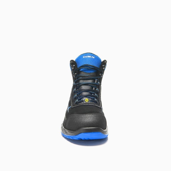 ELTEN-S3-Schn�rstiefel, Sicherheits-Arbeits-Berufs-Schuhe, Hochschuhe, MALVIN blue Mid, ESD, schwarz/blau