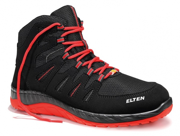 ELTEN-S3-Schnrstiefel, Sicherheits-Arbeits-Berufs-Schuhe, Hochschuhe, MADDOX black-red Mid, ESD, schwarz/rot