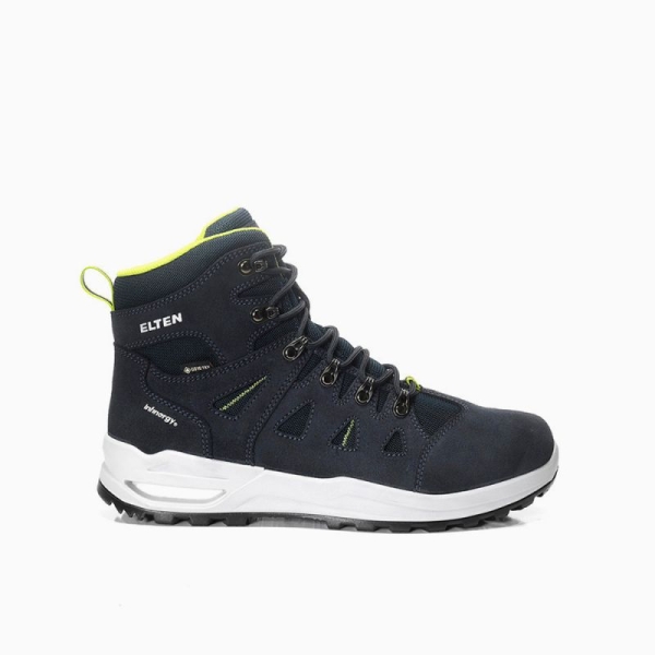ELTEN-Berufsstiefel RILEY XXF GTX blue-lime Mid ESD O2 WR CI