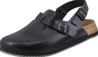 BIRKENSTOCK-Arbeits-Berufs-Leder-Pantoletten, hinten mit Riemen, Tokio, (061194), schwarz 