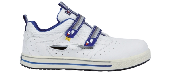COFRA-FADE, S1PS, ESD, FO SR, Sicherheitshalbschuhe, weiß/hellblau